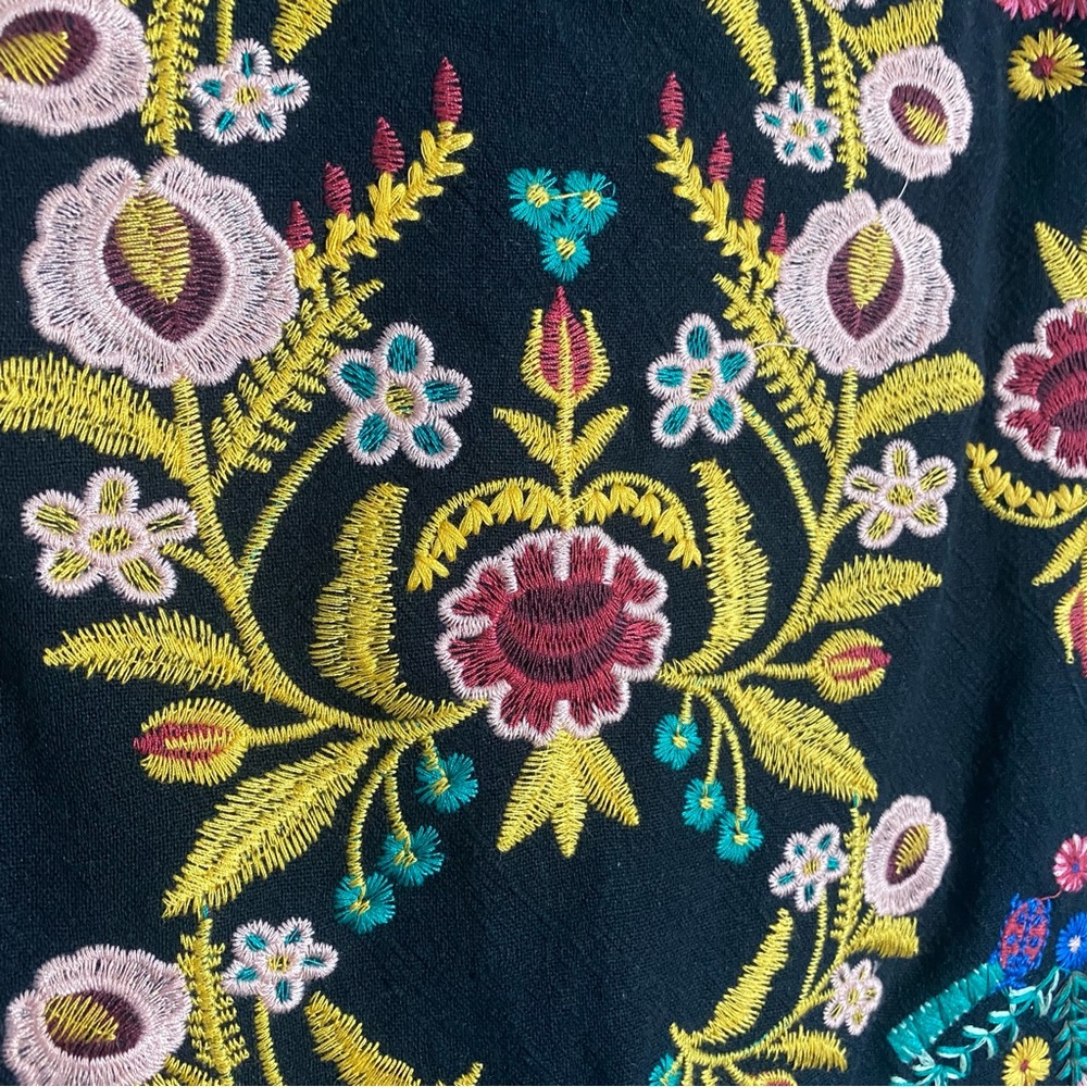 Umgee Floral Embroidered Miniskirt - Size S, Black/Muti - Picture 7 of 8